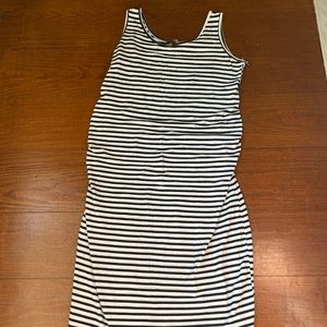White/Black stripe Maternity dress